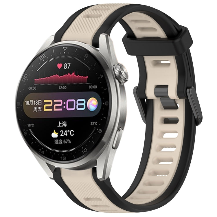 For Huawei Watch 3 Pro 22mm Two Color Textured Silicone Watch Band(Starlight + Black) - Watch Bands by PMC TechLife | Online Shopping South Africa | PMC TechLife