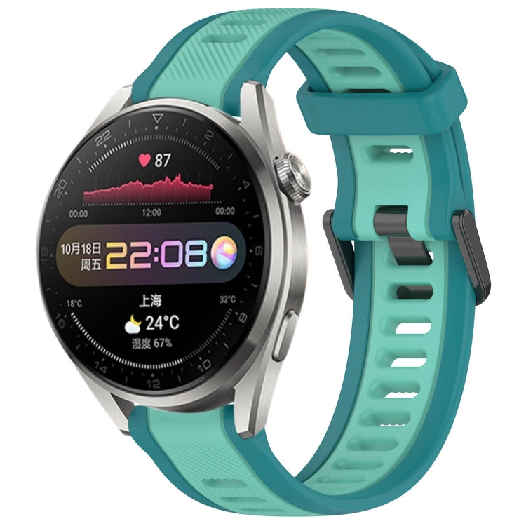 For Huawei Watch 3 Pro 22mm Two Color Textured Silicone Watch Band(Teal) - Watch Bands by PMC TechLife | Online Shopping South Africa | PMC TechLife
