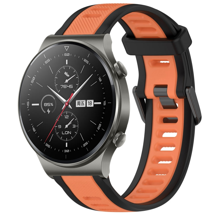 For Huawei GT2 Pro 22mm Two Color Textured Silicone Watch Band(Orange+Black) - Watch Bands by PMC TechLife | Online Shopping South Africa | PMC TechLife