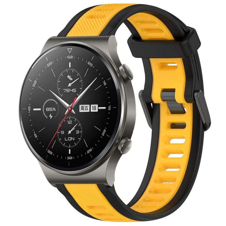 For Huawei GT2 Pro 22mm Two Color Textured Silicone Watch Band(Yellow+Black) - Watch Bands by PMC TechLife | Online Shopping South Africa | PMC TechLife