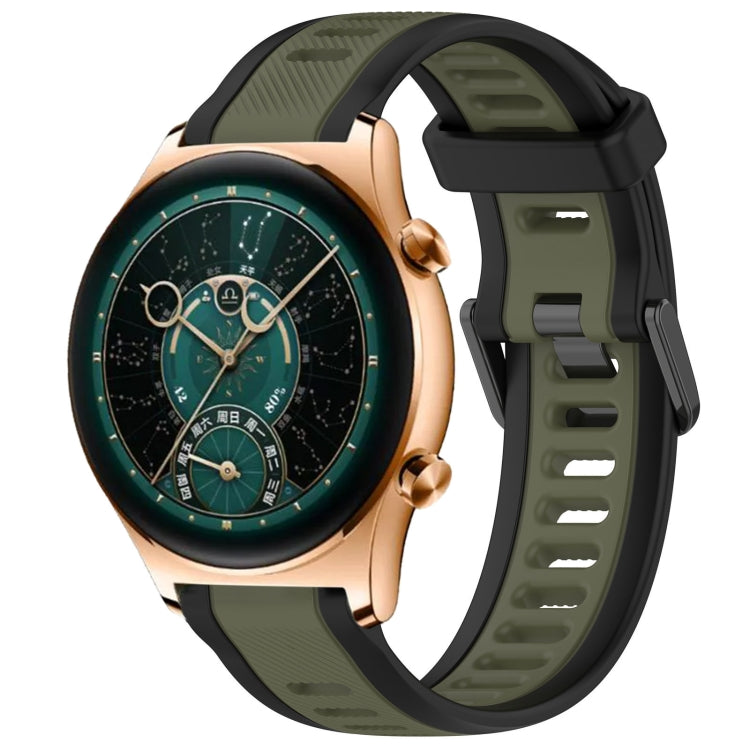 For Honor Watch  GS 4 22mm Two Color Textured Silicone Watch Band(Green+Black) - Watch Bands by PMC TechLife | Online Shopping South Africa | PMC TechLife