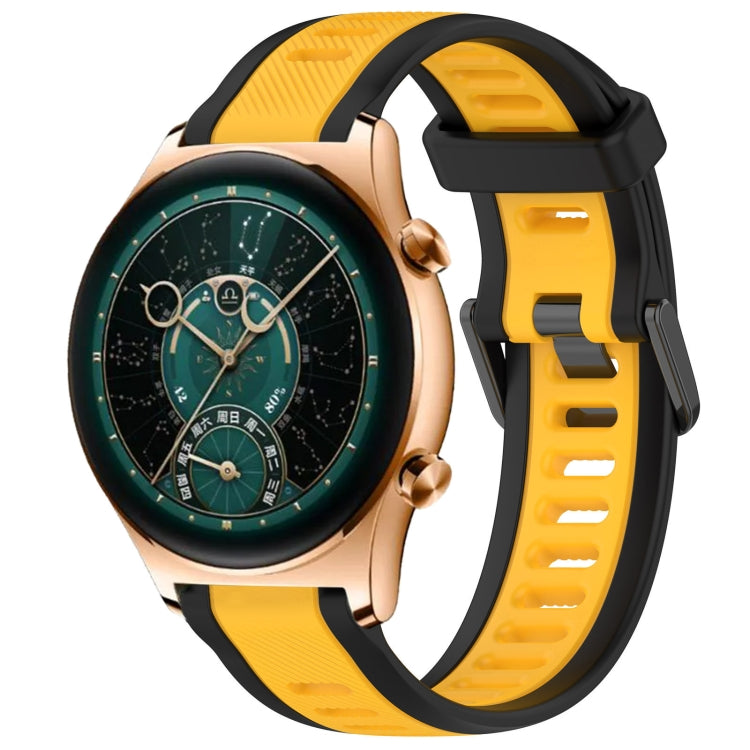 For Honor Watch  GS 4 22mm Two Color Textured Silicone Watch Band(Yellow+Black) - free shipping - PMC TechLife - Order now!