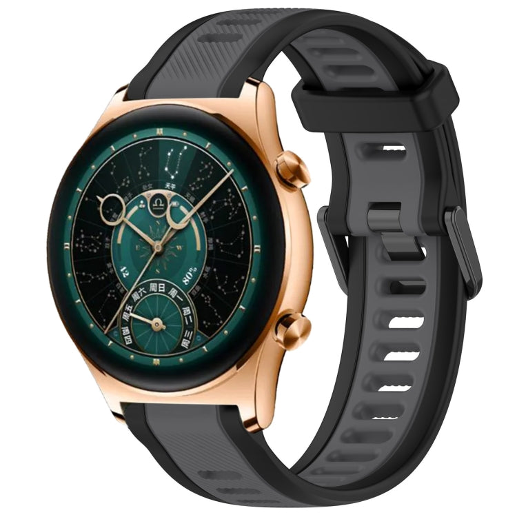 For Honor Watch  GS 4 22mm Two Color Textured Silicone Watch Band(Grey+Black) - Watch Bands by PMC TechLife | Online Shopping South Africa | PMC TechLife