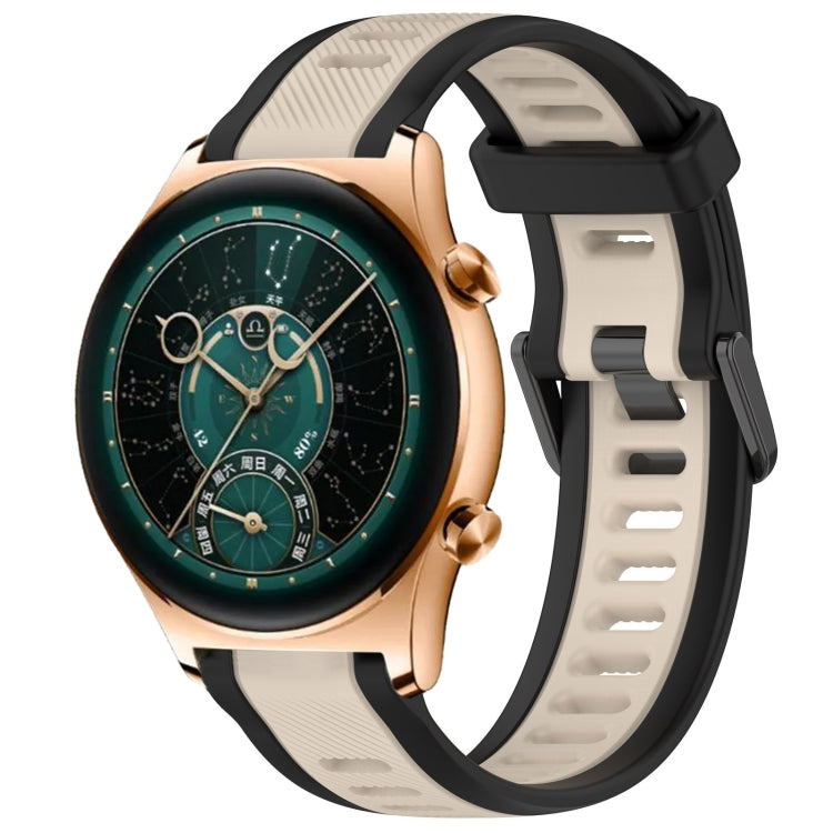 For Honor Watch  GS 4 22mm Two Color Textured Silicone Watch Band(Starlight + Black) - Watch Bands by PMC TechLife | Online Shopping South Africa | PMC TechLife