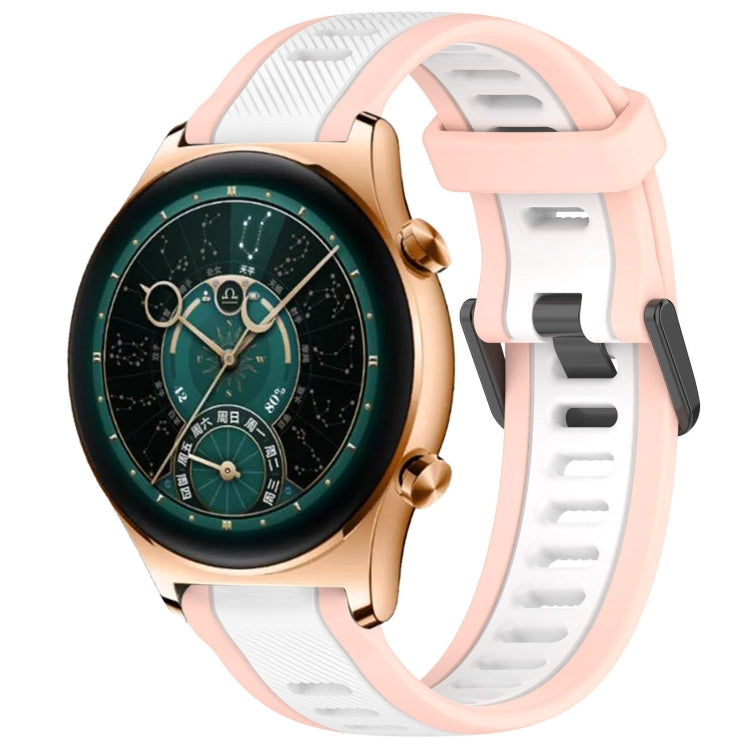 For Honor Watch  GS 4 22mm Two Color Textured Silicone Watch Band(White+Pink) - Watch Bands by PMC TechLife | Online Shopping South Africa | PMC TechLife