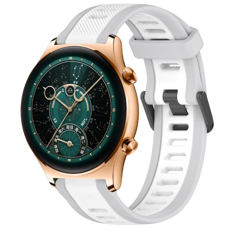 For Honor Watch  GS 4 22mm Two Color Textured Silicone Watch Band(White+Grey) - Watch Bands by PMC TechLife | Online Shopping South Africa | PMC TechLife