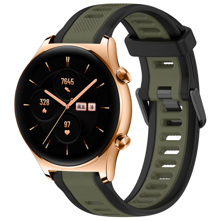 For Honor Watch GS 3 22mm Two Color Textured Silicone Watch Band(Green+Black) - Watch Bands by PMC TechLife | Online Shopping South Africa | PMC TechLife