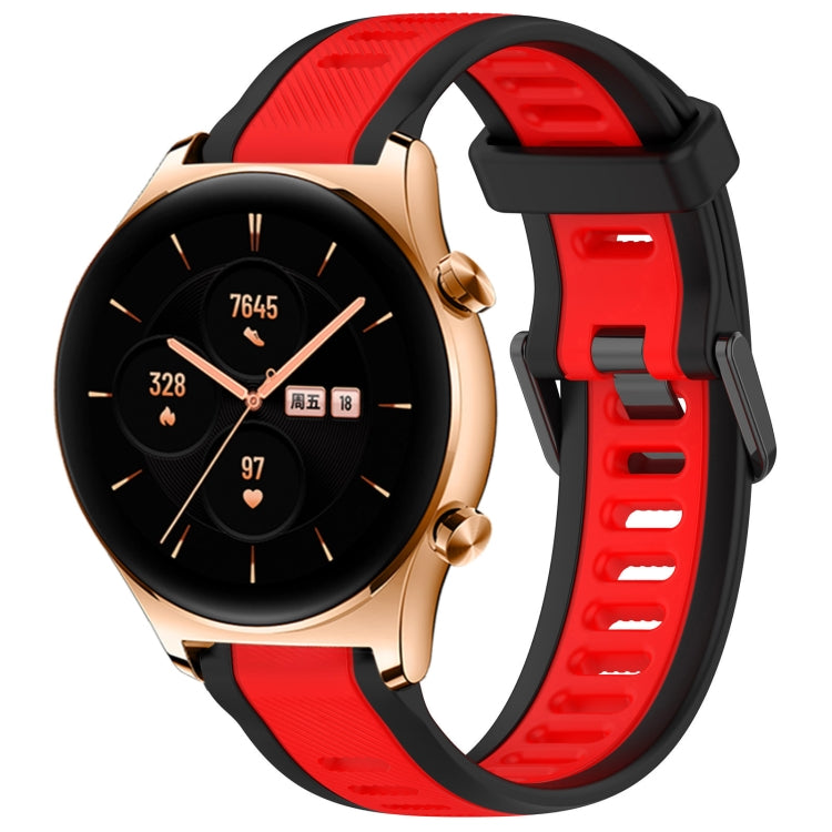 For Honor Watch GS 3 22mm Two Color Textured Silicone Watch Band(Red+Black) - Watch Bands by PMC TechLife | Online Shopping South Africa | PMC TechLife