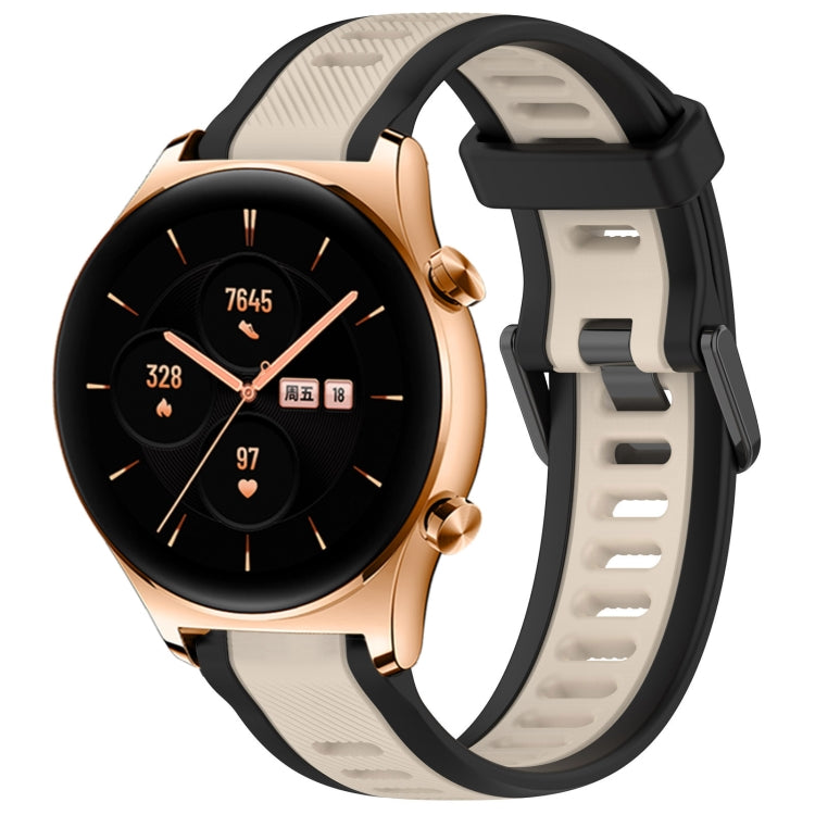 For Honor Watch GS 3 22mm Two Color Textured Silicone Watch Band(Starlight + Black) - Watch Bands by PMC TechLife | Online Shopping South Africa | PMC TechLife