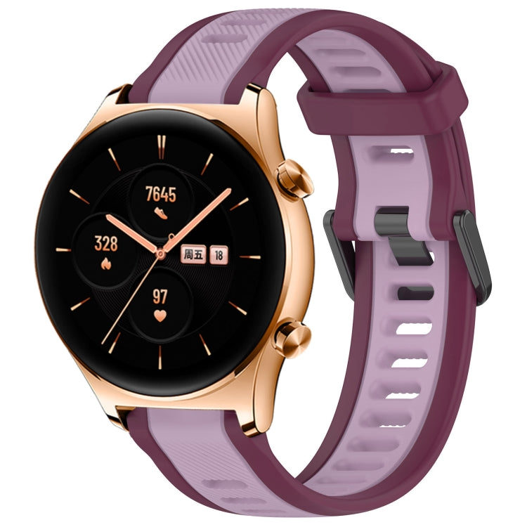 For Honor Watch GS 3 22mm Two Color Textured Silicone Watch Band(Purple) - Watch Bands by PMC TechLife | Online Shopping South Africa | PMC TechLife
