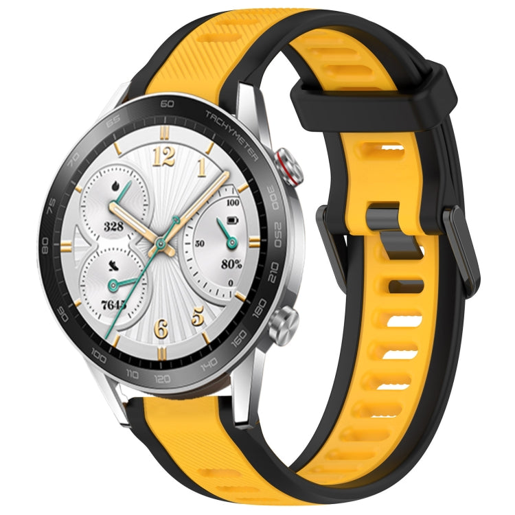 For Honor Watch GS 3i 22mm Two Color Textured Silicone Watch Band(Yellow+Black) - Watch Bands by PMC TechLife | Online Shopping South Africa | PMC TechLife