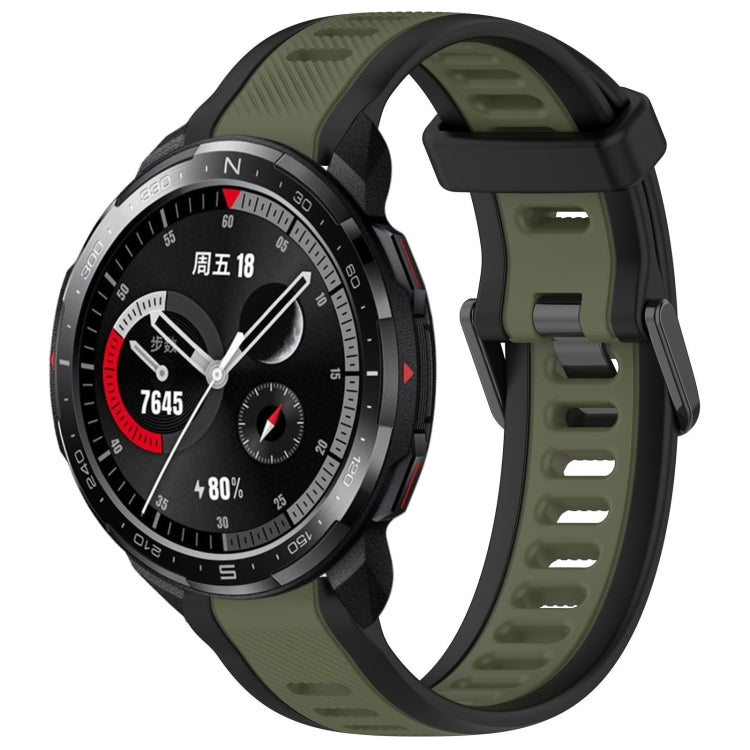 For Honor Watch GS Pro 22mm Two Color Textured Silicone Watch Band(Green+Black) - Watch Bands by PMC TechLife | Online Shopping South Africa | PMC TechLife