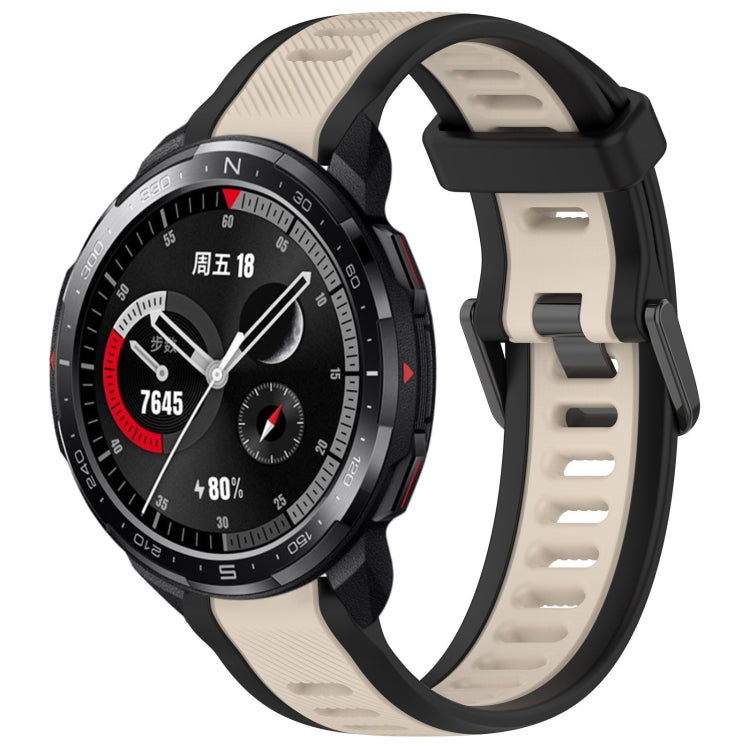 For Honor Watch GS Pro 22mm Two Color Textured Silicone Watch Band(Starlight + Black) - Watch Bands by PMC TechLife | Online Shopping South Africa | PMC TechLife