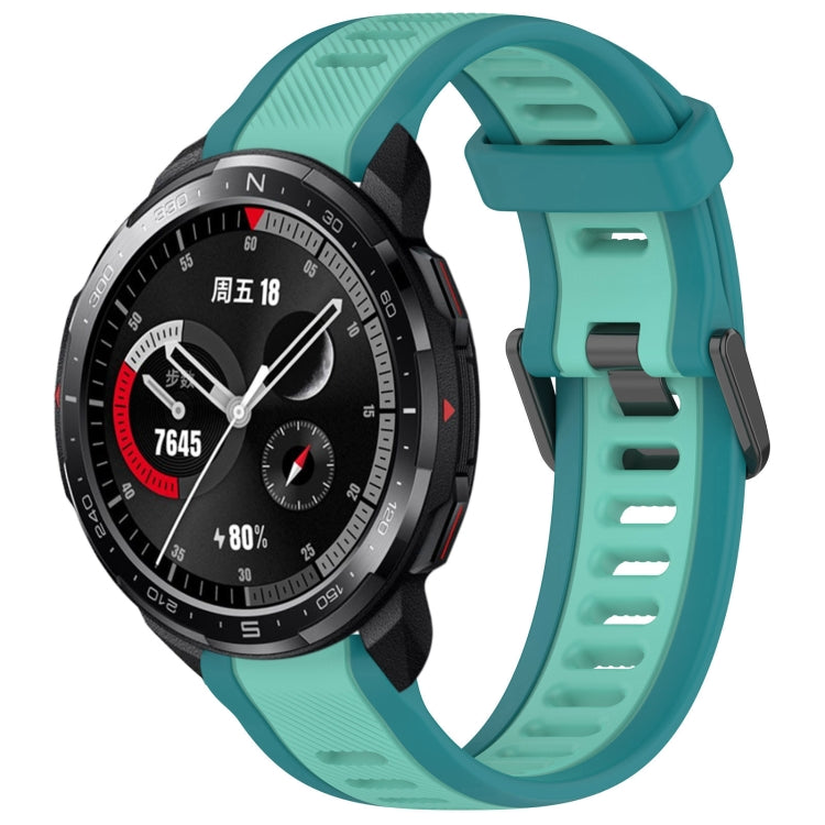For Honor Watch GS Pro 22mm Two Color Textured Silicone Watch Band(Teal) - Watch Bands by PMC TechLife | Online Shopping South Africa | PMC TechLife