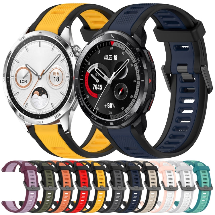 For Huawei Watch 4 22mm Two Color Textured Silicone Watch Band(White+Pink) - Watch Bands by PMC TechLife | Online Shopping South Africa | PMC TechLife