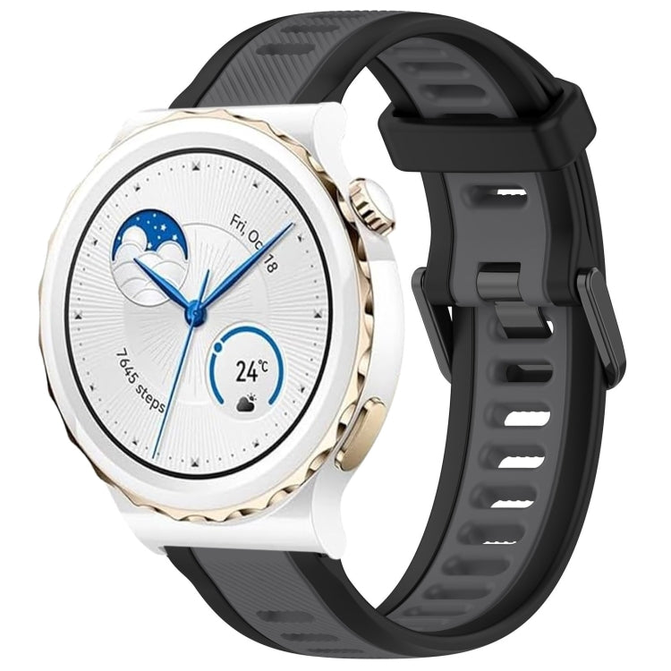 For Huawei Watch GT3 Pro 43mm 20mm Two Color Textured Silicone Watch Band(Grey+Black) - Watch Bands by PMC TechLife | Online Shopping South Africa | PMC TechLife