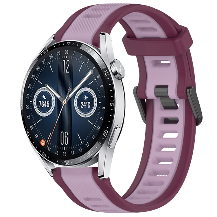For Huawei Watch GT3 42mm 20mm Two Color Textured Silicone Watch Band(Purple) - Watch Bands by PMC TechLife | Online Shopping South Africa | PMC TechLife