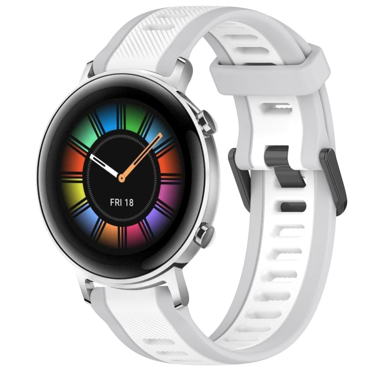 For Huawei Watch GT2 42mm 20mm Two Color Textured Silicone Watch Band(White+Grey) - Watch Bands by PMC TechLife | Online Shopping South Africa | PMC TechLife