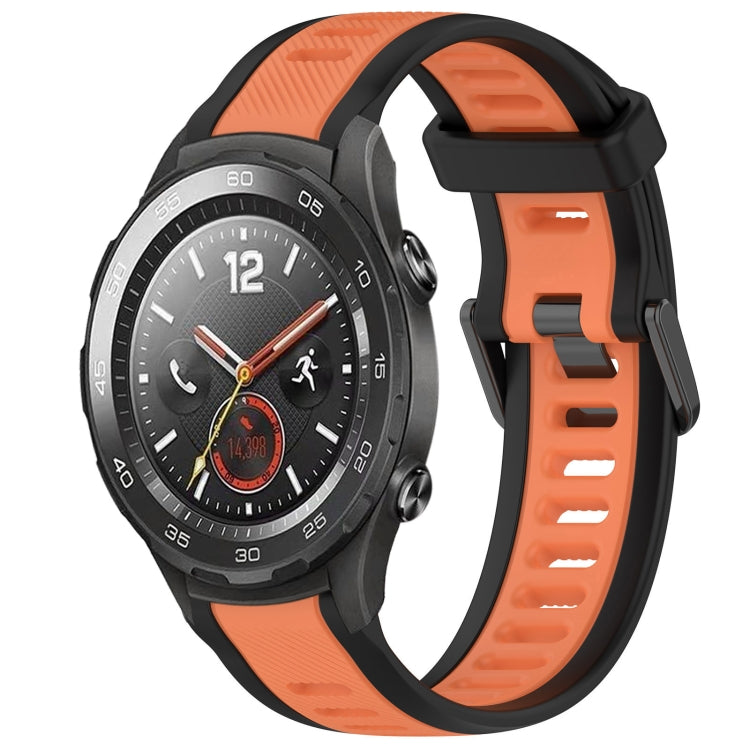 For Huawei Watch 2 20mm Two Color Textured Silicone Watch Band(Orange+Black) - Watch Bands by PMC TechLife | Online Shopping South Africa | PMC TechLife