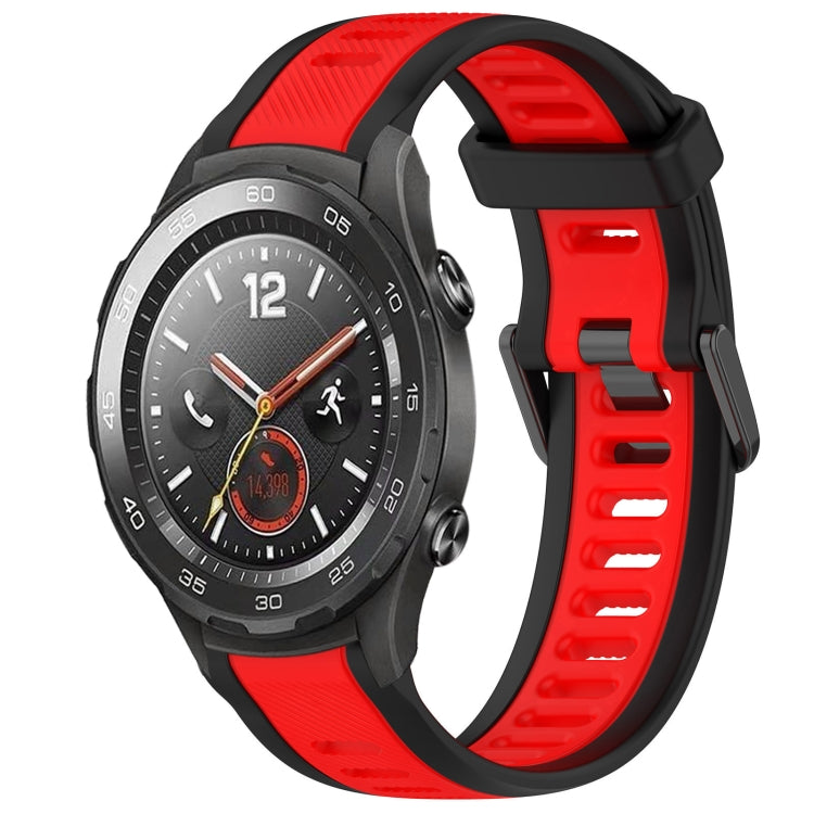 For Huawei Watch 2 20mm Two Color Textured Silicone Watch Band(Red+Black) - Watch Bands by PMC TechLife | Online Shopping South Africa | PMC TechLife