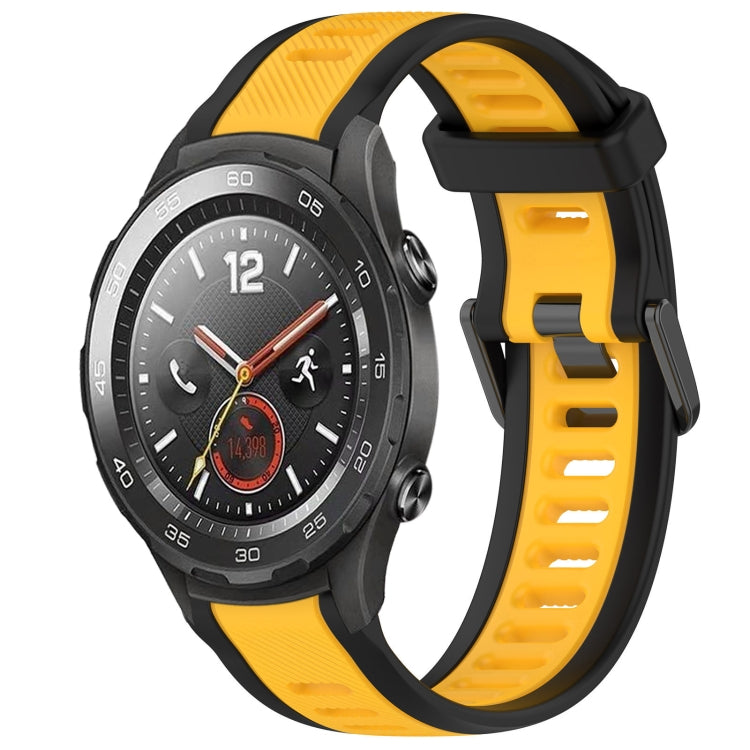 For Huawei Watch 2 20mm Two Color Textured Silicone Watch Band(Yellow+Black) - Watch Bands by PMC TechLife | Online Shopping South Africa | PMC TechLife