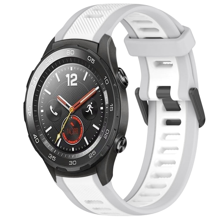 For Huawei Watch 2 20mm Two Color Textured Silicone Watch Band(White+Grey) - Watch Bands by PMC TechLife | Online Shopping South Africa | PMC TechLife