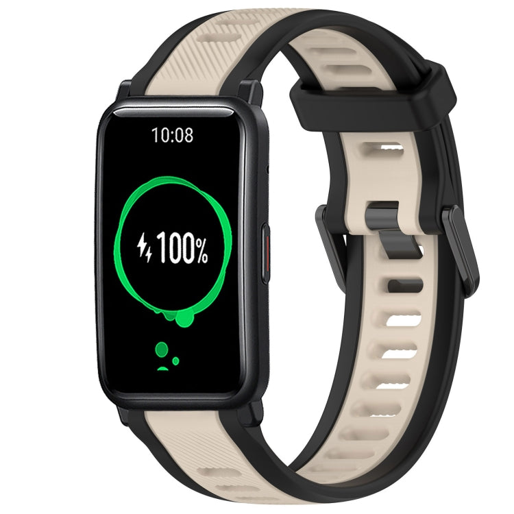 For Honor Watch ES 20mm Two Color Textured Silicone Watch Band(Starlight + Black) - free shipping - PMC TechLife - Order now!