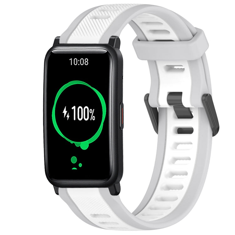 For Honor Watch ES 20mm Two Color Textured Silicone Watch Band(White+Grey) - Watch Bands by PMC TechLife | Online Shopping South Africa | PMC TechLife