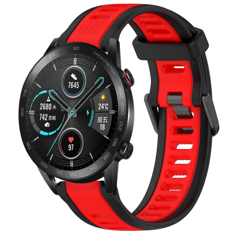 For Honor MagicWatch2 42mm 20mm Two Color Textured Silicone Watch Band(Red+Black) - Watch Bands by PMC TechLife | Online Shopping South Africa | PMC TechLife