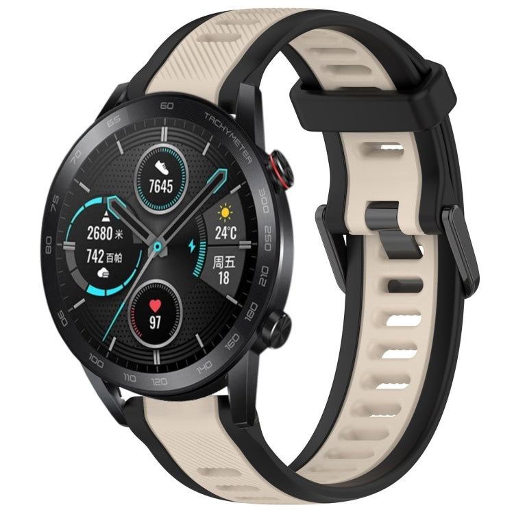 For Honor MagicWatch2 42mm 20mm Two Color Textured Silicone Watch Band(Starlight + Black) - Watch Bands by PMC TechLife | Online Shopping South Africa | PMC TechLife