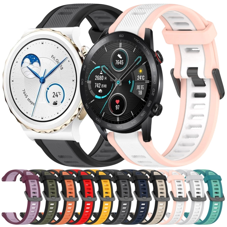 For Honor MagicWatch2 42mm 20mm Two Color Textured Silicone Watch Band(Purple) - Watch Bands by PMC TechLife | Online Shopping South Africa | PMC TechLife