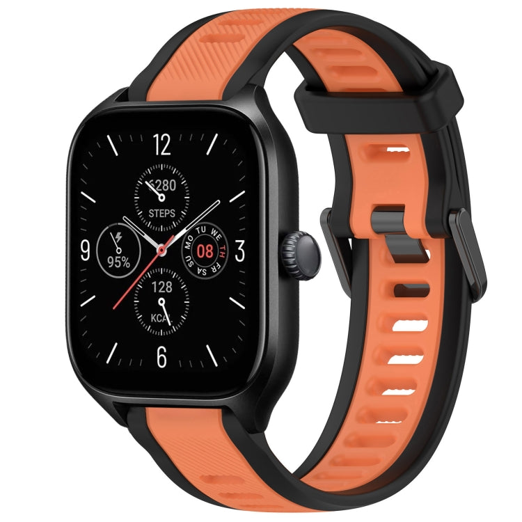 For Amazfit GTS 4 20mm Two-Color Textured Silicone Watch Band(Orange+Black) - Watch Bands by PMC TechLife | Online Shopping South Africa | PMC TechLife