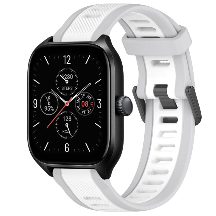 For Amazfit GTS 4 20mm Two-Color Textured Silicone Watch Band(White+Grey) - Watch Bands by PMC TechLife | Online Shopping South Africa | PMC TechLife