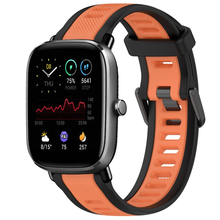For Amazfit GTS 4 Mini 20mm Two-Color Textured Silicone Watch Band(Orange+Black) - Watch Bands by PMC TechLife | Online Shopping South Africa | PMC TechLife