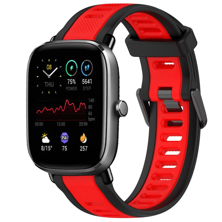 For Amazfit GTS 4 Mini 20mm Two-Color Textured Silicone Watch Band(Red+Black) - Watch Bands by PMC TechLife | Online Shopping South Africa | PMC TechLife
