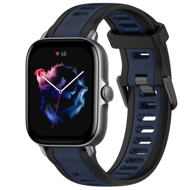 For Amazfit GTS 3 20mm Two-Color Textured Silicone Watch Band(Midnight Blue+Black) - Watch Bands by PMC TechLife | Online Shopping South Africa | PMC TechLife
