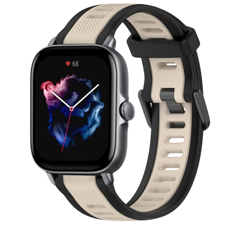 For Amazfit GTS 3 20mm Two-Color Textured Silicone Watch Band(Starlight + Black) - Watch Bands by PMC TechLife | Online Shopping South Africa | PMC TechLife
