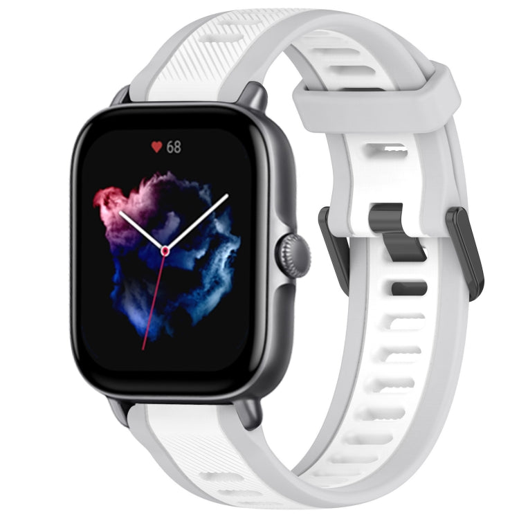 For Amazfit GTS 3 20mm Two-Color Textured Silicone Watch Band(White+Grey) - Watch Bands by PMC TechLife | Online Shopping South Africa | PMC TechLife