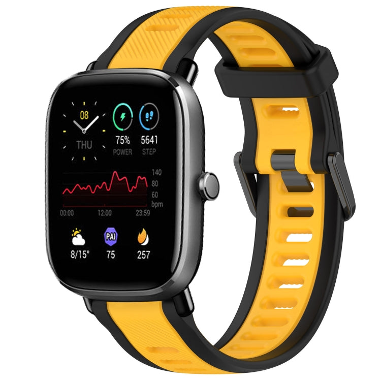For Amazfit GTS 2 Mini 20mm Two-Color Textured Silicone Watch Band(Yellow+Black) - Watch Bands by PMC TechLife | Online Shopping South Africa | PMC TechLife