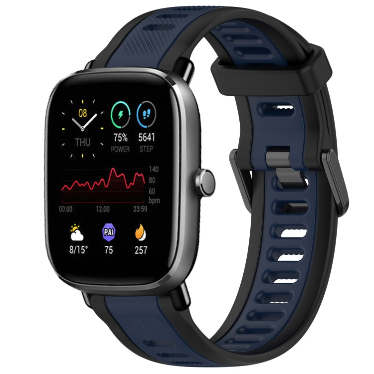 For Amazfit GTS 2 Mini 20mm Two-Color Textured Silicone Watch Band(Midnight Blue+Black) - Watch Bands by PMC TechLife | Online Shopping South Africa | PMC TechLife