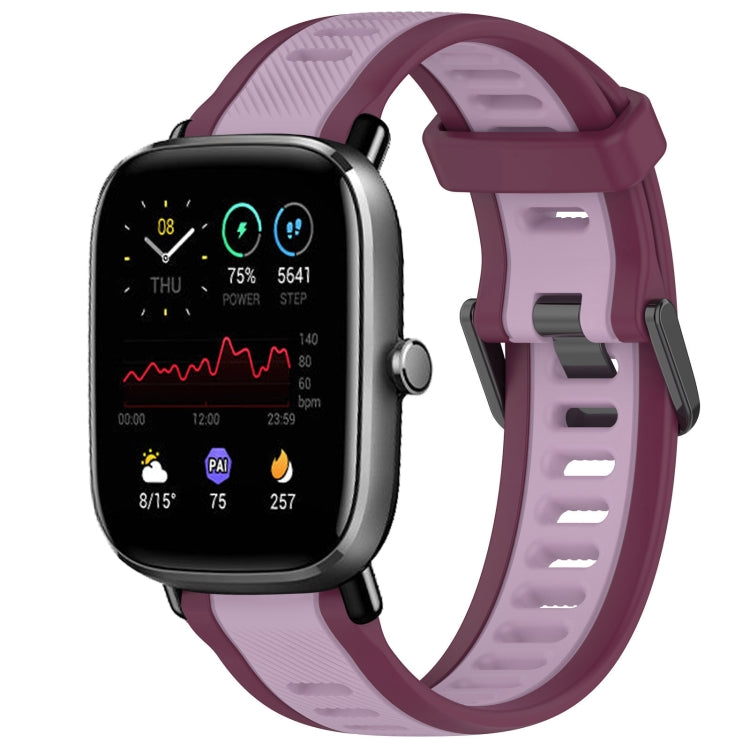 For Amazfit GTS 2 Mini 20mm Two-Color Textured Silicone Watch Band(Purple) - Watch Bands by PMC TechLife | Online Shopping South Africa | PMC TechLife