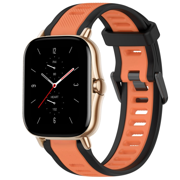 For Amazfit GTS 2 20mm Two-Color Textured Silicone Watch Band(Orange+Black) - Watch Bands by PMC TechLife | Online Shopping South Africa | PMC TechLife