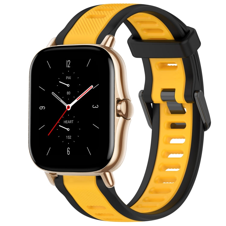 For Amazfit GTS 2 20mm Two-Color Textured Silicone Watch Band(Yellow+Black) - Watch Bands by PMC TechLife | Online Shopping South Africa | PMC TechLife