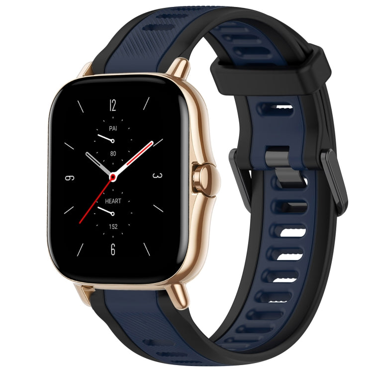 For Amazfit GTS 2 20mm Two-Color Textured Silicone Watch Band(Midnight Blue+Black) - Watch Bands by PMC TechLife | Online Shopping South Africa | PMC TechLife