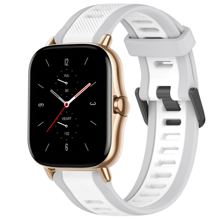 For Amazfit GTS 2 20mm Two-Color Textured Silicone Watch Band(White+Grey) - Watch Bands by PMC TechLife | Online Shopping South Africa | PMC TechLife