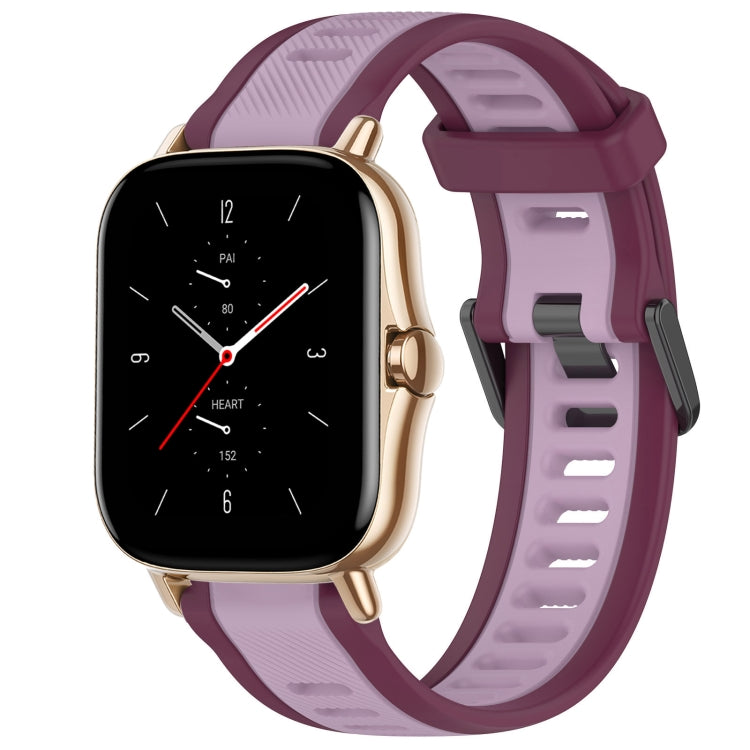 For Amazfit GTS 2 20mm Two-Color Textured Silicone Watch Band(Purple) - free shipping - PMC TechLife - Order now!