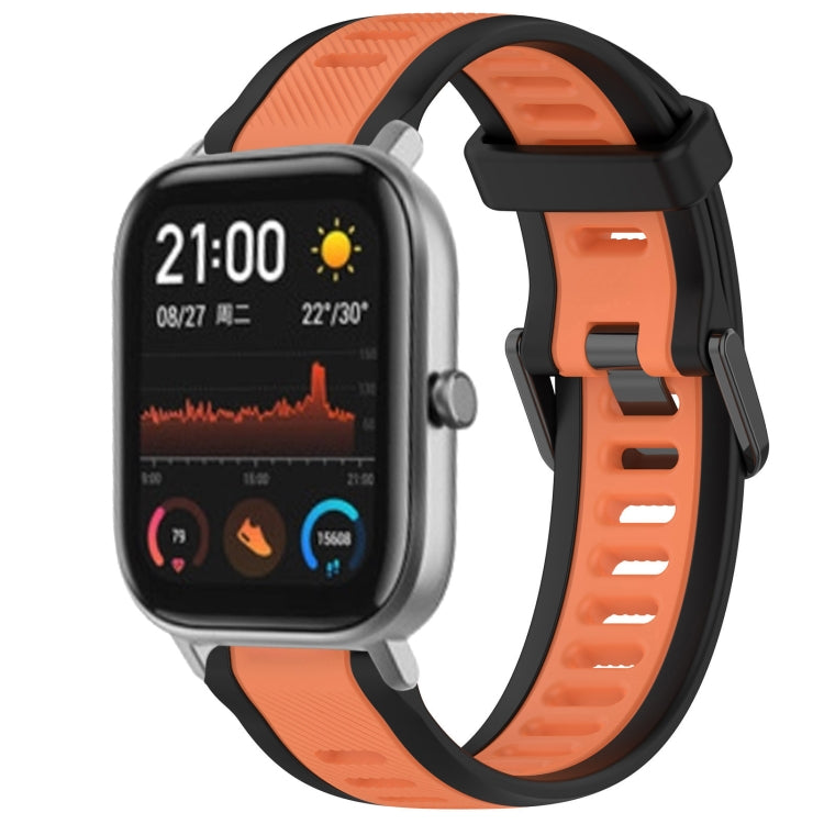 For Amazfit GTS 20mm Two-Color Textured Silicone Watch Band(Orange+Black) - Watch Bands by PMC TechLife | Online Shopping South Africa | PMC TechLife
