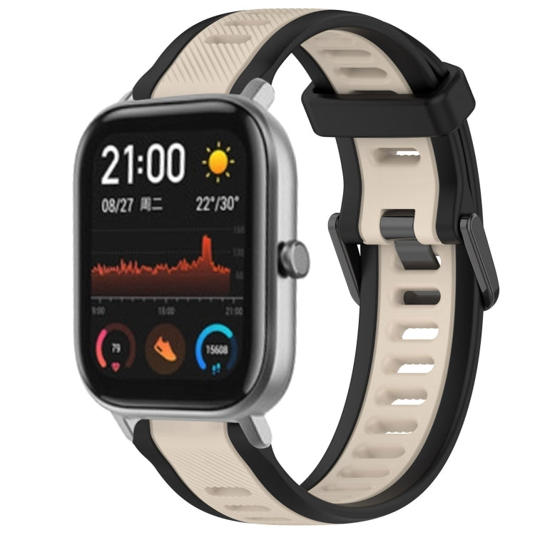 For Amazfit GTS 20mm Two-Color Textured Silicone Watch Band(Starlight + Black) - Watch Bands by PMC TechLife | Online Shopping South Africa | PMC TechLife