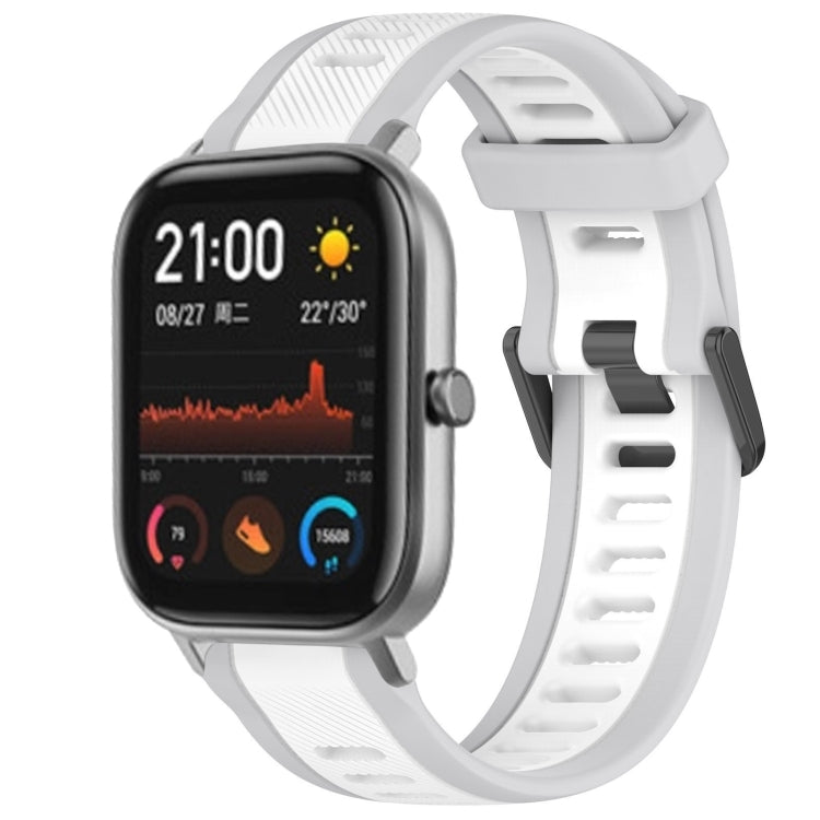 For Amazfit GTS 20mm Two-Color Textured Silicone Watch Band(White+Grey) - free shipping - PMC TechLife - Order now!
