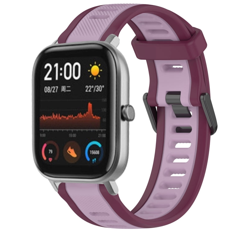 For Amazfit GTS 20mm Two-Color Textured Silicone Watch Band(Purple) - Watch Bands by PMC TechLife | Online Shopping South Africa | PMC TechLife
